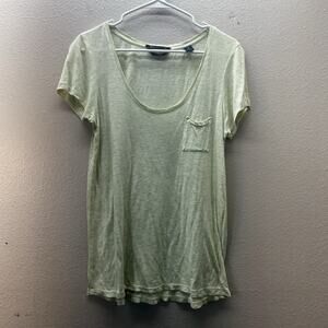 Scotch & Soda Maison Scotch Heather Yellow Pocket Scoop Neck Womens T-Shirt SZ 6